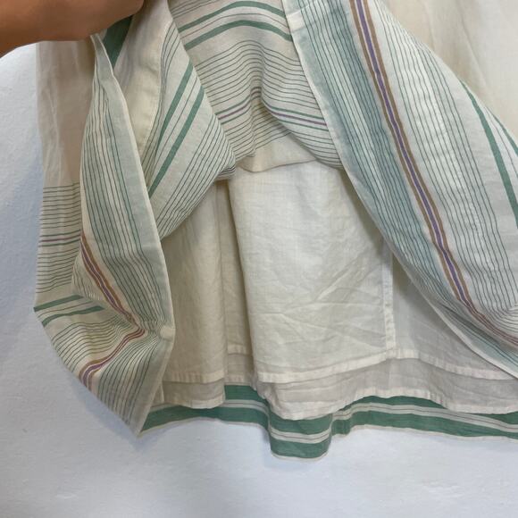 GAP - 90s Y2K Cream Cotton Pleated Peasant Midi Dress - Picture 7 of 10